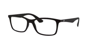 ray-ban rx7047 rectangular prescription eyeglass frames, matte black/demo lens, 54 mm