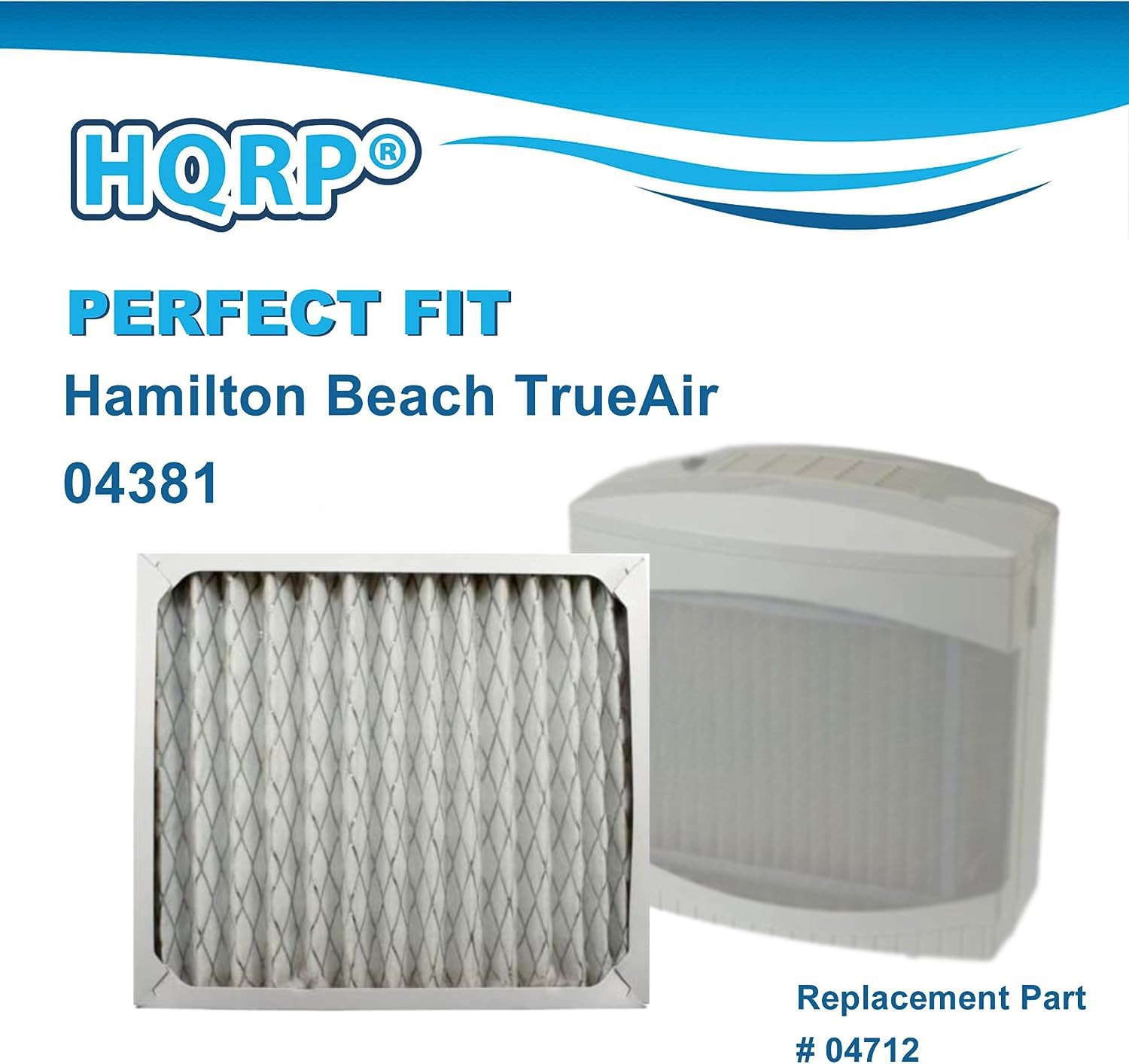 HQRP 2-Pack Filter compatible with Hamilton Beach 04712, 04381, RHB04712M, Rhbo4712 Air Purifier Filters, Replacement item, fits Air Cliners For 210 square foot rooms