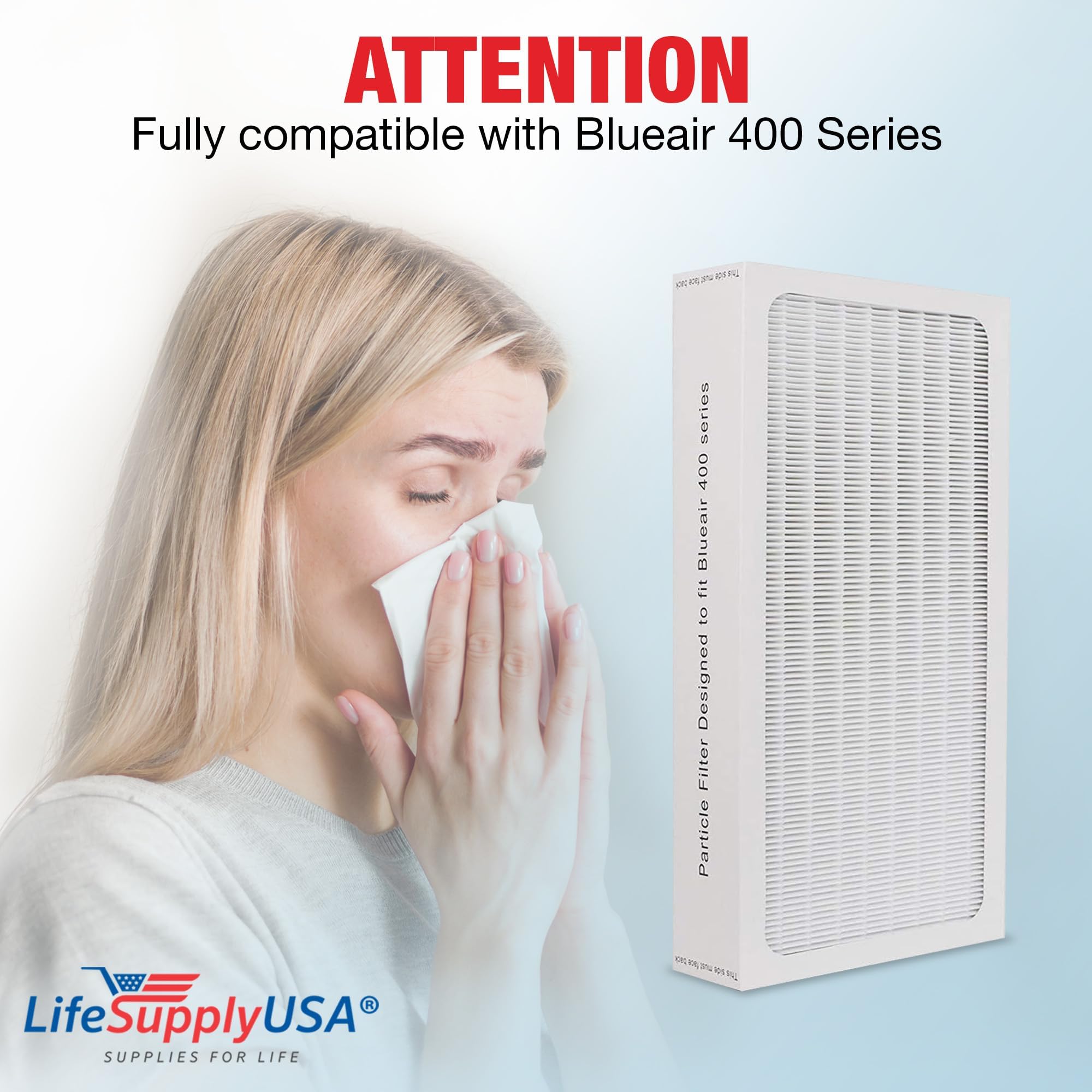 LifeSupplyUSA Particle Air Cleaner Filter Replacement Compatible with Blueair 400 Series Air Cleaners 400PF 401 401PF 410B 402 403 410 450E 455 455EB