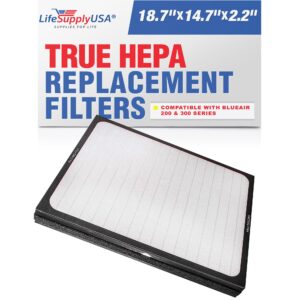 lifesupplyusa air purifier replacement filter - true hepa filters compatible with blueair 200, 300 series air purifiers