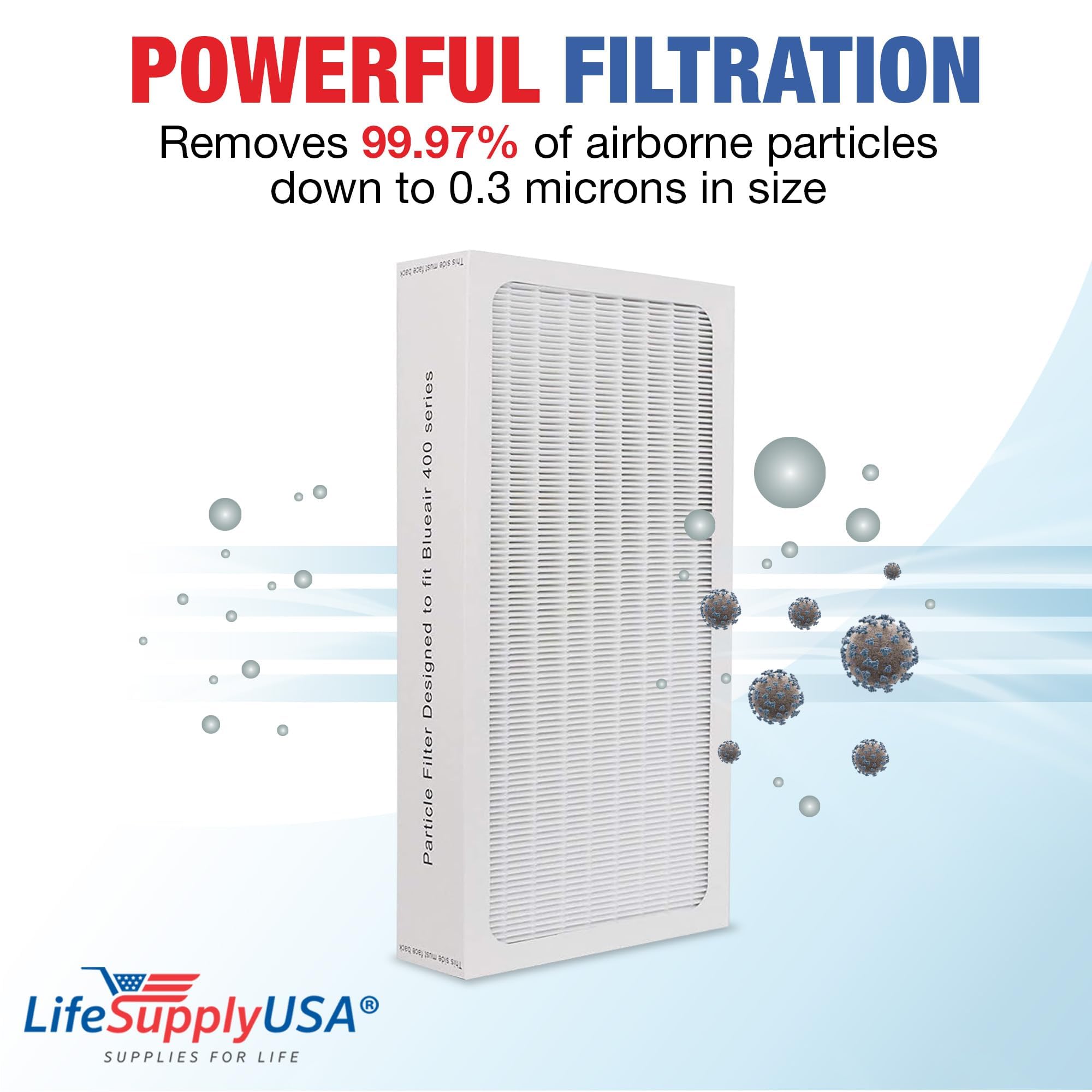 LifeSupplyUSA Particle Air Cleaner Filter Replacement Compatible with Blueair 400 Series Air Cleaners 400PF 401 401PF 410B 402 403 410 450E 455 455EB