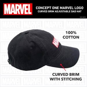 Marvel Logo Cotton Adjustable Dad Hat, Black, One Size