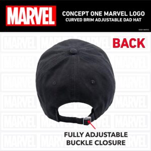 Marvel Logo Cotton Adjustable Dad Hat, Black, One Size