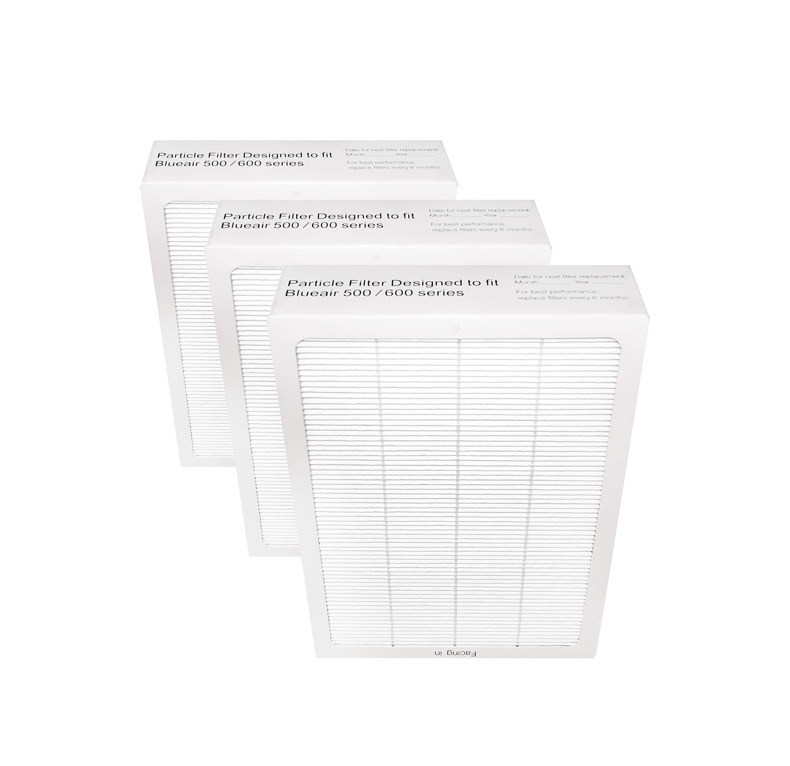 LifeSupplyUSA True HEPA Filter Replacement Compatible with Blueair All 500/600 Series Purifiers 501, 503, 505, 510, 550E, 555EB, 601, 603, 605, 650E Air Purifier (3-Pack)