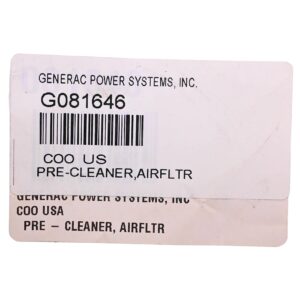 Generac Guardian Pre Cleaner Air Filter Part# 081646