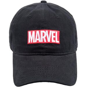 marvel logo cotton adjustable dad hat, black, one size