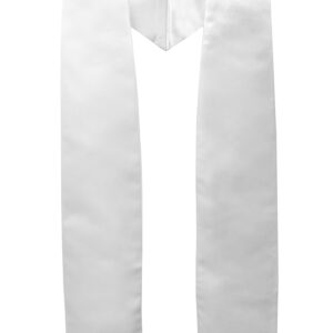 GraduationMall Unisex Adult Plain Graduation Stole 60" White