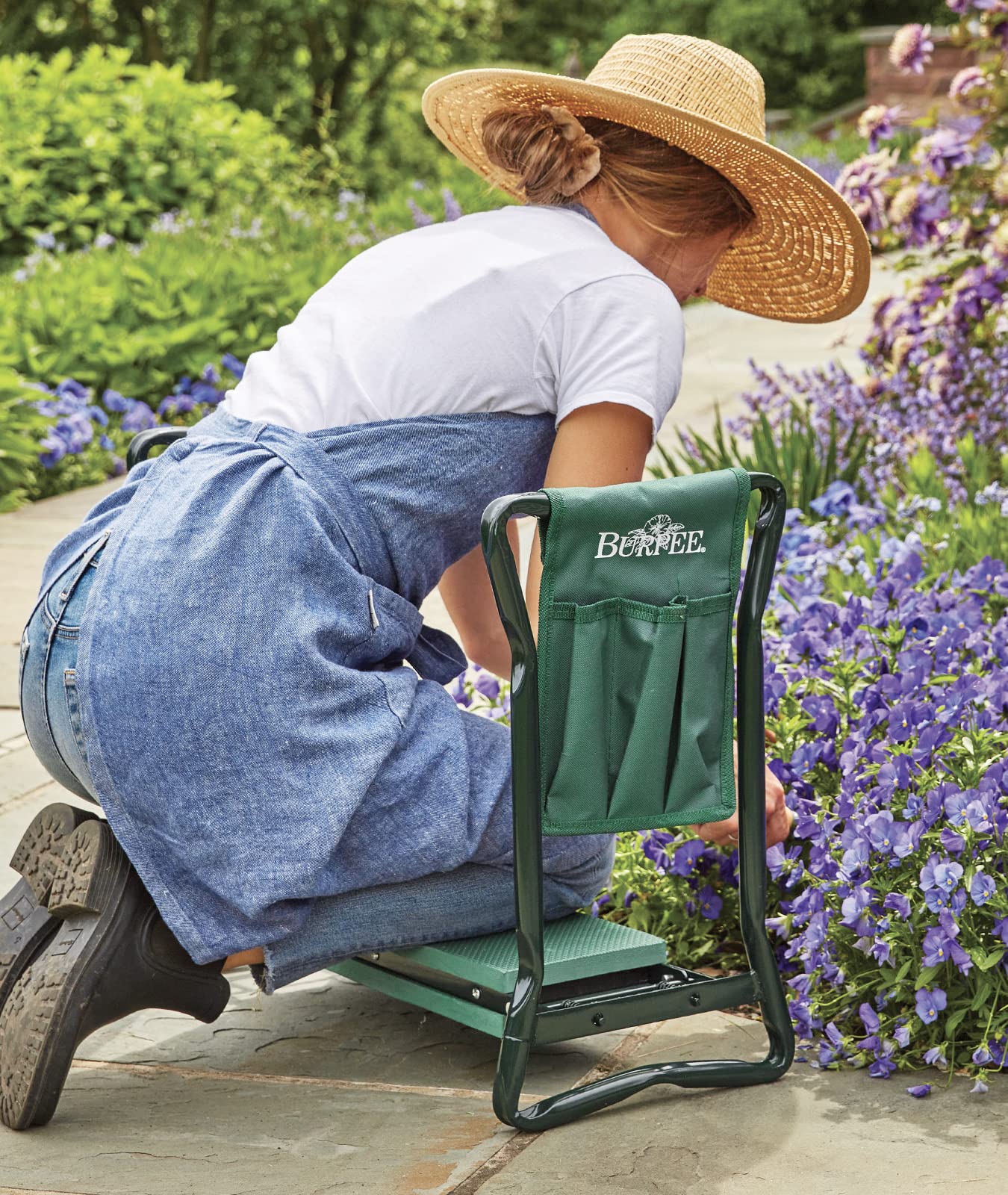 Burpee 92314 Garden Kneeler with Cushion Seat Easy to Store-Portable Outdoor Bench Foldable and Light Weight, Green