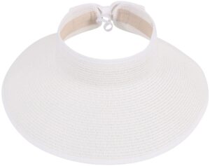 simplicity women's wide brim straw sun visor hat roll up straw white sun hat for women