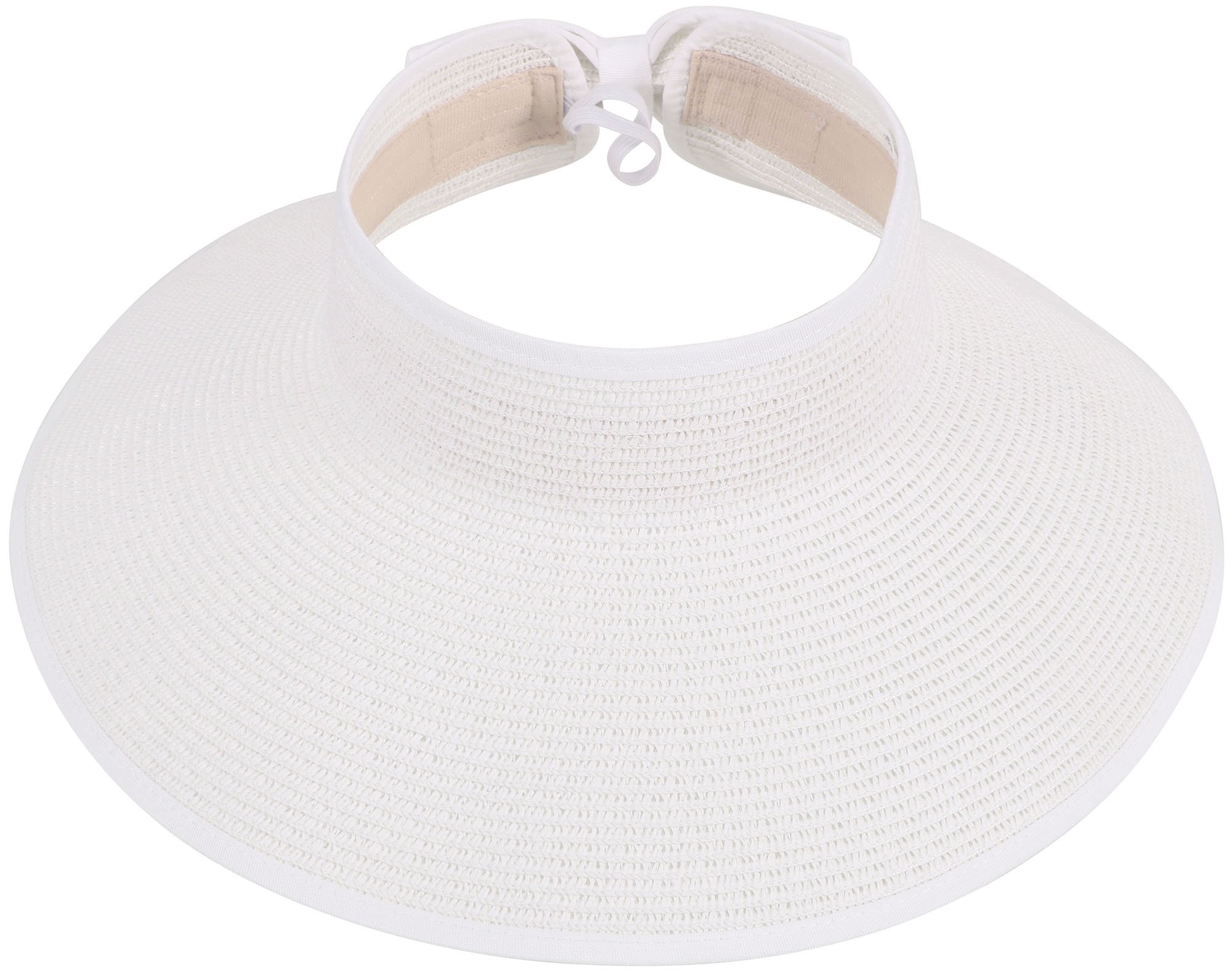 Simplicity Women's Wide Brim Straw Sun Visor Hat Roll Up Straw White Sun Hat for Women