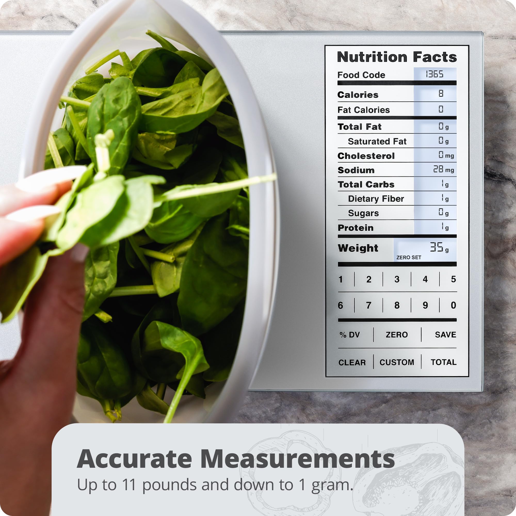 Nutrition Scale by Greater Goods, Food Grade Glass, Calorie Counting Scale, Meal Prep Scale, and Weight Loss Scale, Silver