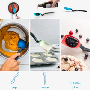 Dreamfarm Supoon | Non-Stick Silicone Sit Up Scraping & Cooking Spoon with Measuring Lines | Dreamfarm Blue