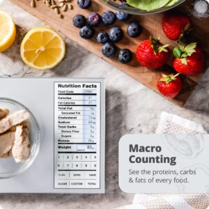 Nutrition Scale by Greater Goods, Food Grade Glass, Calorie Counting Scale, Meal Prep Scale, and Weight Loss Scale, Silver