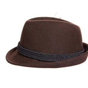 Alpine Holiday Oktoberfest Wool Bavarian Fedora Hat - Brown Color - Size Large (L)