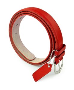 belle donne womens dress belt, red belt for women, silver polished buckle red medium