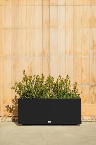 Veradek Block Series Long Box Planter - Large Rectangular Planter for Outdoor Patio/Porch | Durable All-Weather Use with Drainage Holes | Modern Décor for Tall Plants, Flowers or Shrubs