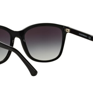 Emporio Armani Women's EA4060F Low Bridge Fit Square Sunglasses, Shiny Black/Gradient Grey, 56 mm