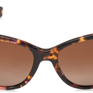 Ralph by Ralph Lauren Women's RA5201 Cat Eye Sunglasses, Shiny Pink Marble/Polarized Gradient Brown, 54 mm