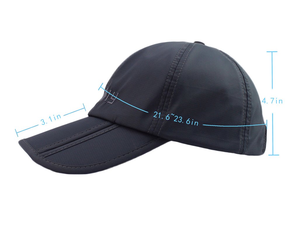 Sumolux Men Women Outdoor Rain Sun Waterproof Quick-Drying Long Brim Collapsible Portable Hat Black