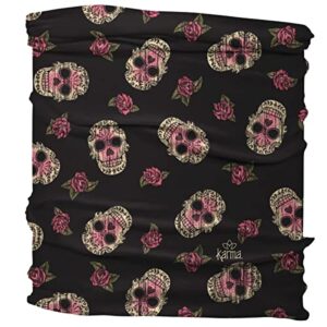 Karma Sugar Skull Headband for Women - Medium - Fabric Headband and Stretchy Hair Scarf - Black