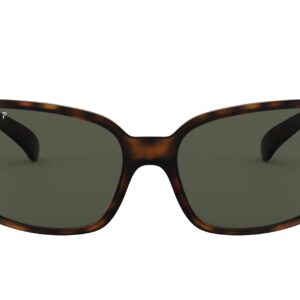 Ray-Ban Women's RB4068 Square Sunglasses, Matte Havana/Polarized G-15 Green, 60 mm + 0