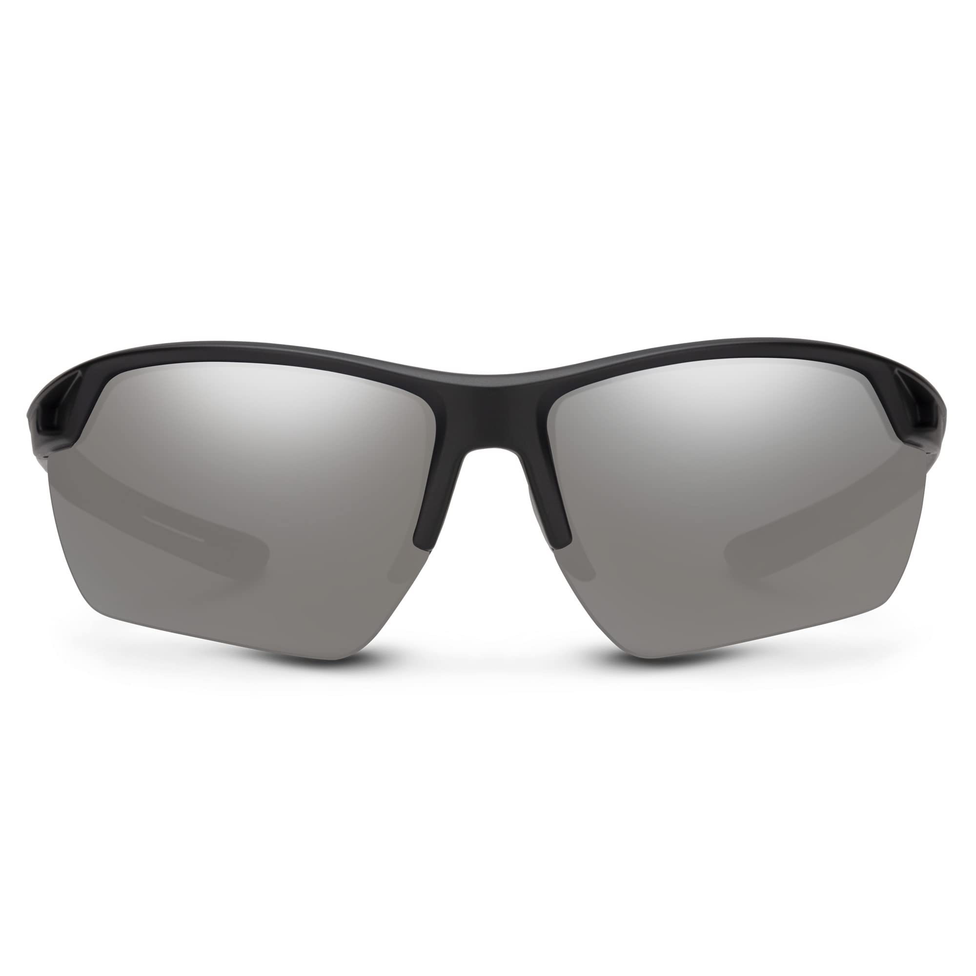 Suncloud Contender Polarized Sunglasses, Matte Black Frame, Silver Lens