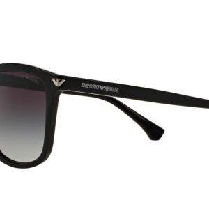 Emporio Armani Women's EA4060F Low Bridge Fit Square Sunglasses, Shiny Black/Gradient Grey, 56 mm