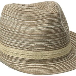 San Diego Hat Company Women's One Size Mixed Braid Fedora Sun Hat, Beige