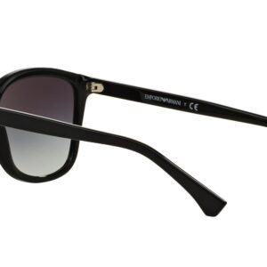 Emporio Armani Women's EA4060F Low Bridge Fit Square Sunglasses, Shiny Black/Gradient Grey, 56 mm