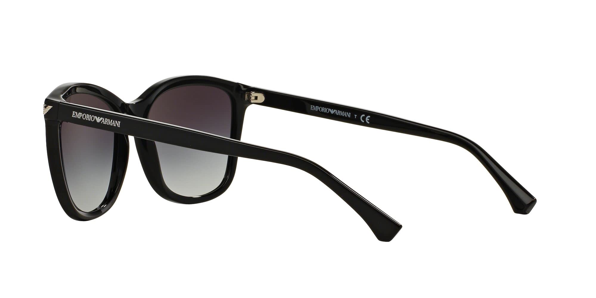 Emporio Armani Women's EA4060F Low Bridge Fit Square Sunglasses, Shiny Black/Gradient Grey, 56 mm