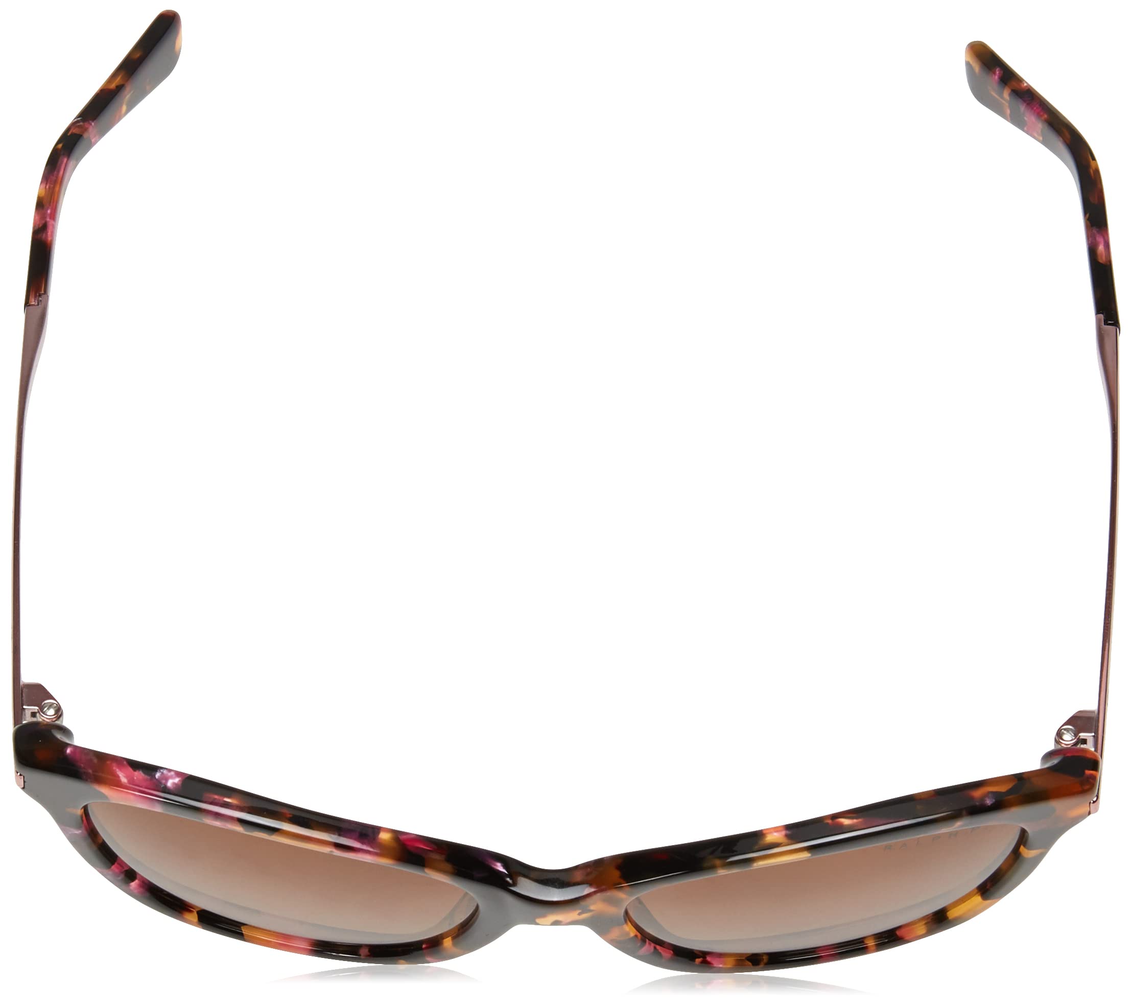 Ralph by Ralph Lauren Women's RA5201 Cat Eye Sunglasses, Shiny Pink Marble/Polarized Gradient Brown, 54 mm