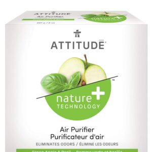 ATTITUDE Air Purifier, Activated Carbon Freshener, Odor Remover, Plant and Mineral-Based, Vegan, Green Apple and Basil, 8 Ounces