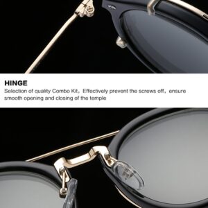 Dollger Double Lens Clip On Sunglasses Non-flip Lens Round Steampunk Style Glasses for Men Women