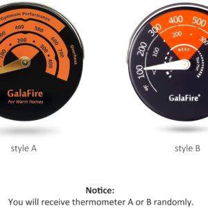 GALAFIRE 4-Blades Heat Powered Wood Stove Fan + Magnetic Thermometer, 122°F Start Non Electric Eco Fireplace Fan for Gas/Pellet/Log/Wood Burning Stoves, Silent Operation, 2-Years, N429, Black