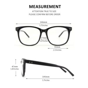 GQUEEN Fake Glasses Oversized Non Prescription Glasses Clear Lens Glasses for Women Men Eyeglasses Glossy Black, 201581