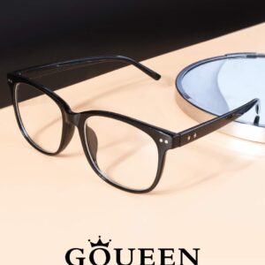 GQUEEN Fake Glasses Oversized Non Prescription Glasses Clear Lens Glasses for Women Men Eyeglasses Glossy Black, 201581