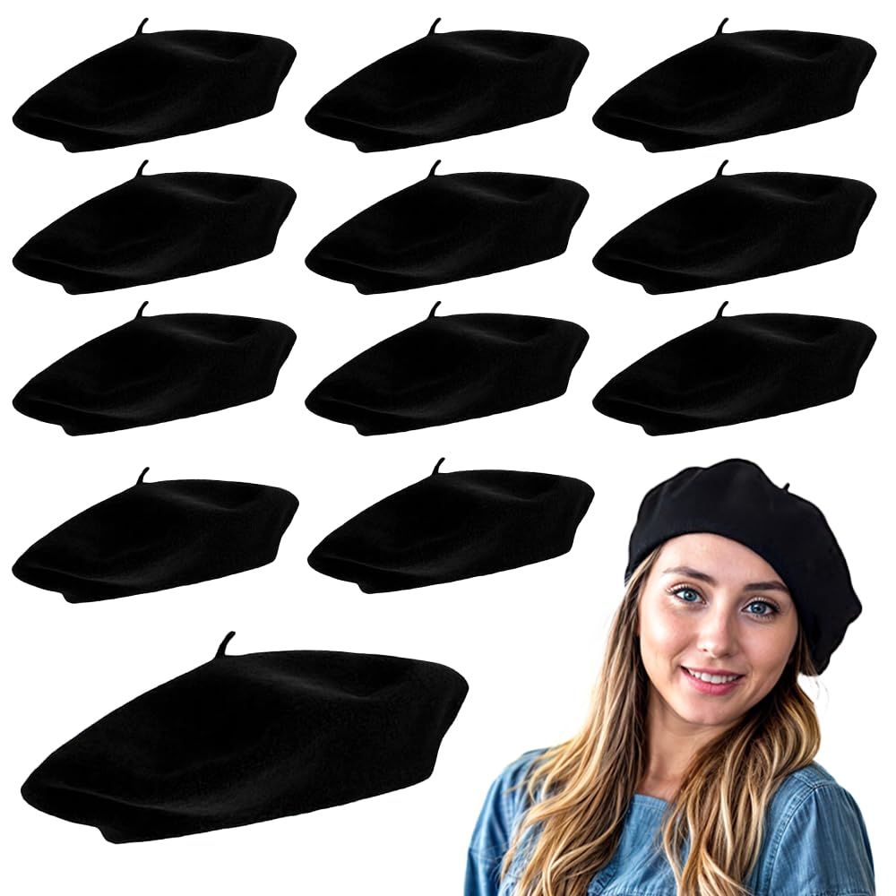 CoverYourHair Berets for Adults - French Beret - Artist Hat - 12 Pack