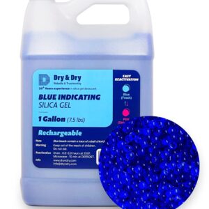 Dry & Dry [7.5 LBS] Blue Indicating Silica Gel Beads(Industry Standard 3-5 mm) - Reusable Desiccant Beads Silica Beads(Blue to Pink)