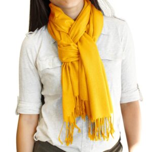 GEARONIC Soft Pashmina Scarf for Women Shawl Wrap Scarves Lady Women's Scarfs in Solid Colors - Yellow