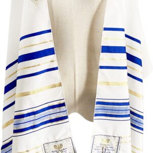 Holy Land Market New Covenant Prayer Shawl with Bag, Card & Tallit Brochure, Soft Fabric, 72x22 Inches for Women and Men