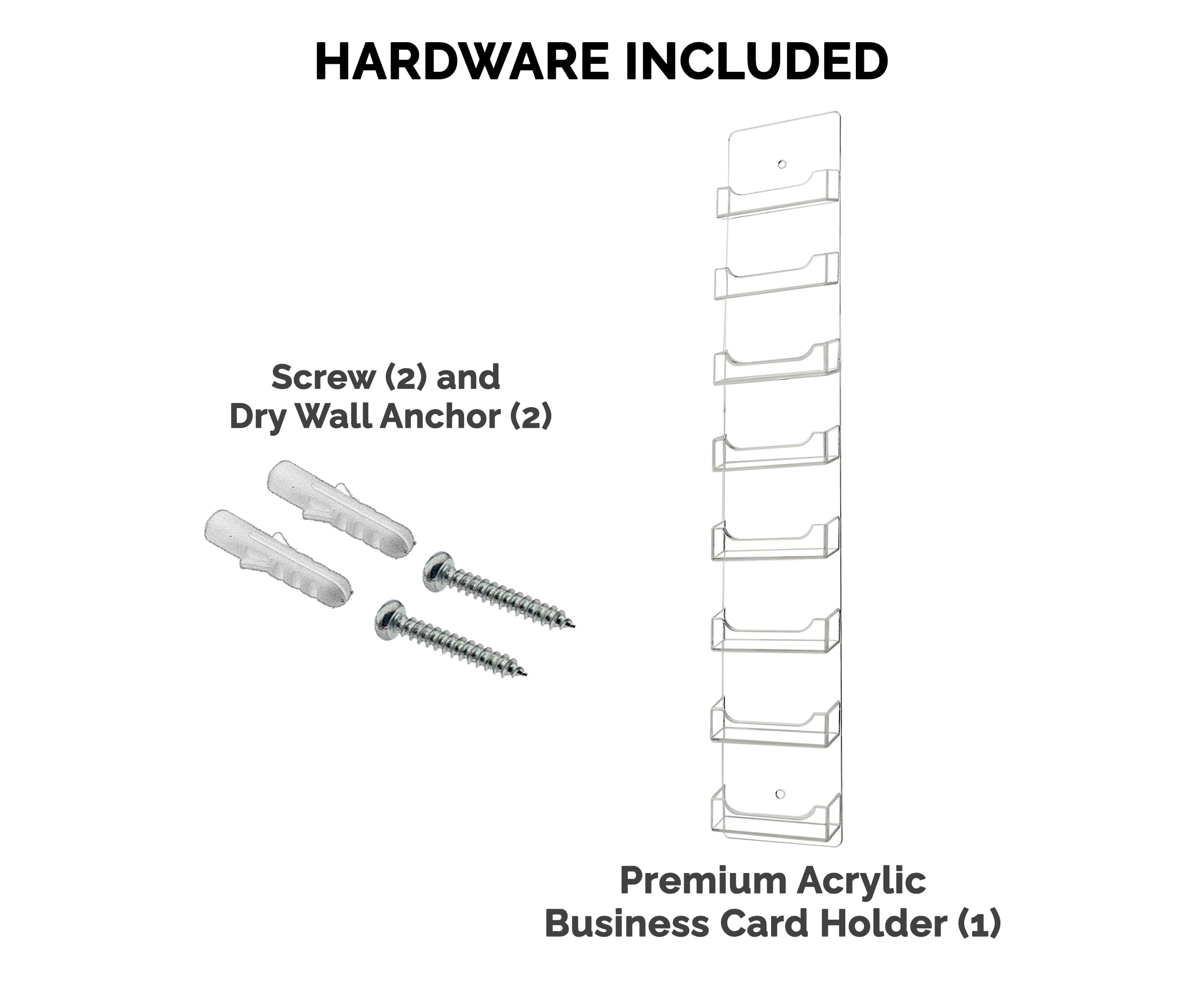 Wall Business Card Holder with Hanging Hardware for 3.5" x 2" Gift 8 Slot Card Card Rack Retail Stores or Salon Multi Pocket Clear Acrylic One Piece by Marketing Holders