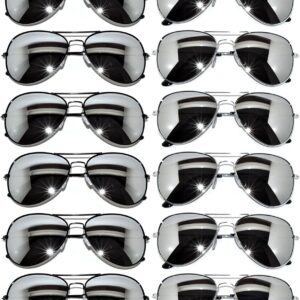 OWL 12 Pack Bulk Aviator Sunglasses Metal Gold, Silver, Black Frame for Men Women Party Glasses