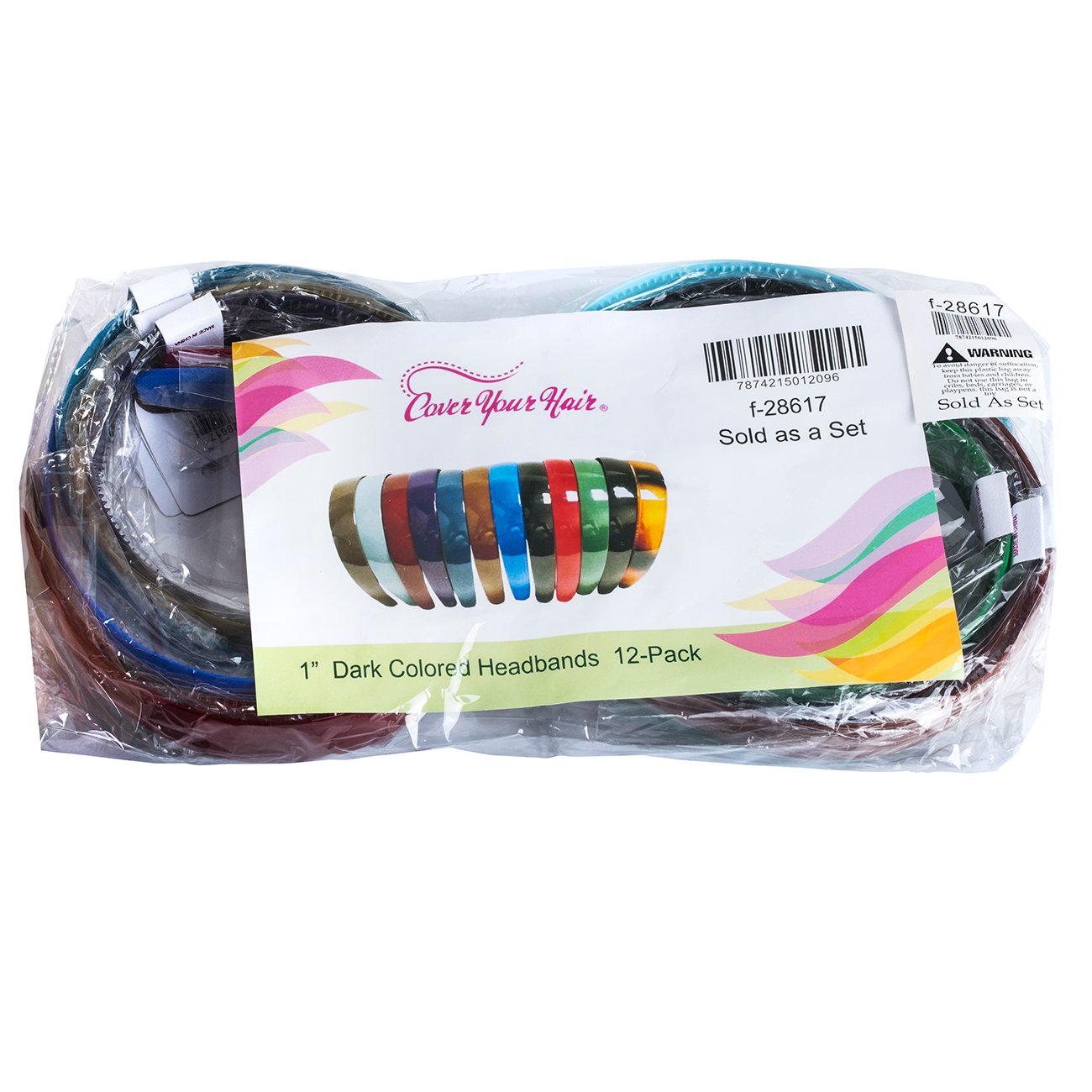 CoverYourHair Plastic Hairbands - Hard Headbands - 12 Pack Dark Colors