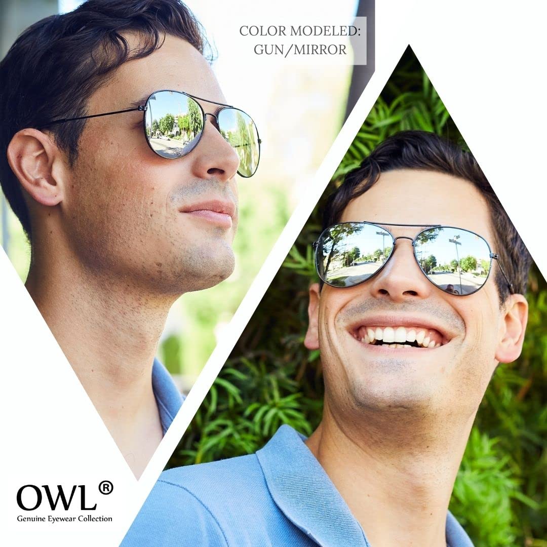 OWL 12 Pack Bulk Aviator Sunglasses Metal Gold, Silver, Black Frame for Men Women Party Glasses