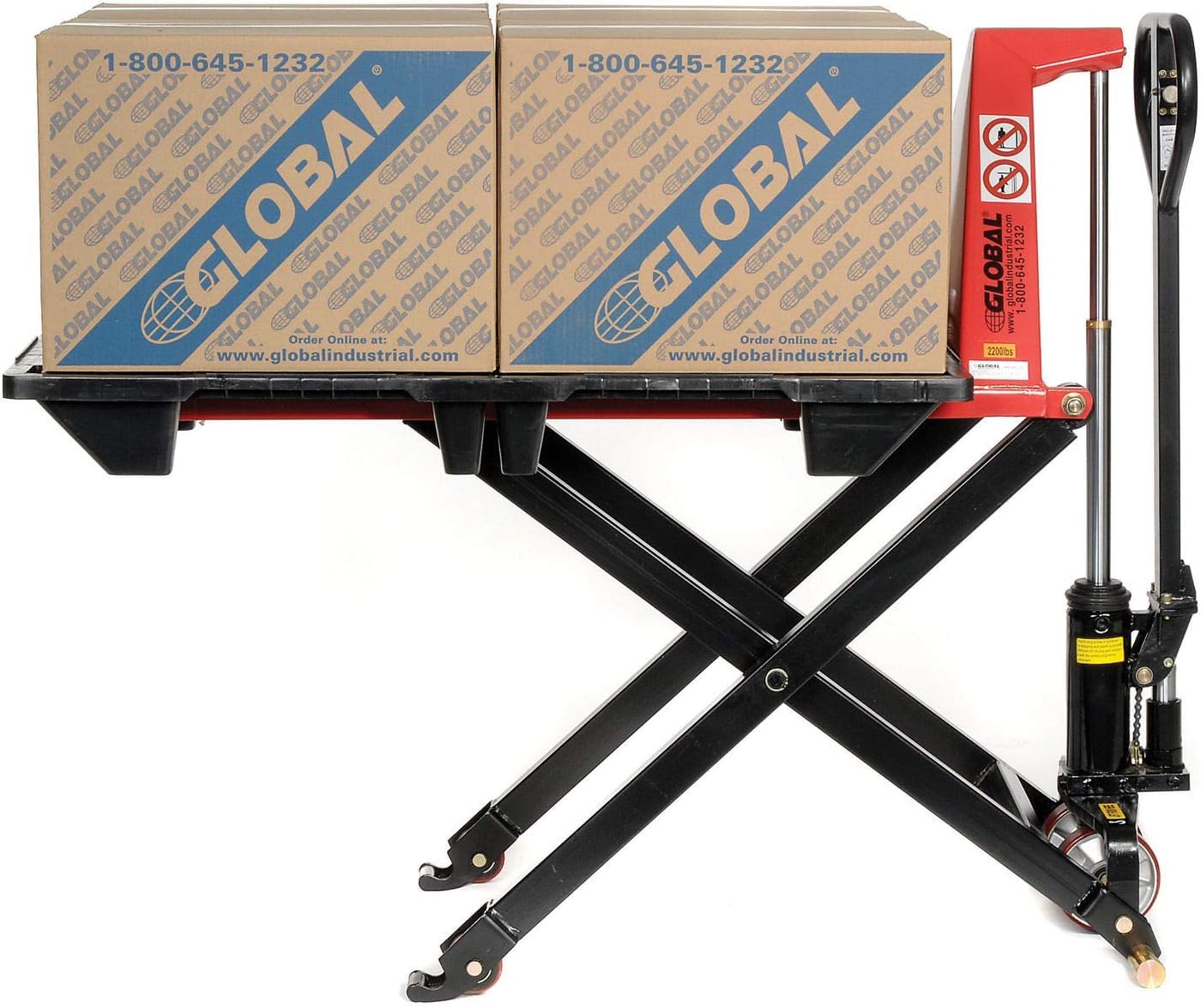 Global Industrial Manual High Lift Skid Jack Truck, 27 x 45, 2200 Lb. Capacity