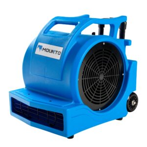 MOUNTO 3-Speed 1Hp 4000 Plus CFM Monster Air Mover Floor Carpet Dryers with Handle Wheelkit (Blue)