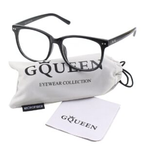 GQUEEN Fake Glasses Oversized Non Prescription Glasses Clear Lens Glasses for Women Men Eyeglasses Glossy Black, 201581