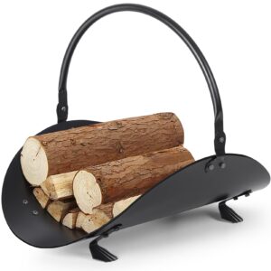 AMAGABELI GARDEN & HOME Fireplace Log Holder Indoor Firewood Carrier Metal Wood Rack Holder Tools Covers Fire Wood Basket Container Sets Ash Bucket