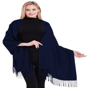 cj apparel navy blue dark blue 100% cashmere shawl pashmina scarf wrap stole head wrap hand made in nepal new