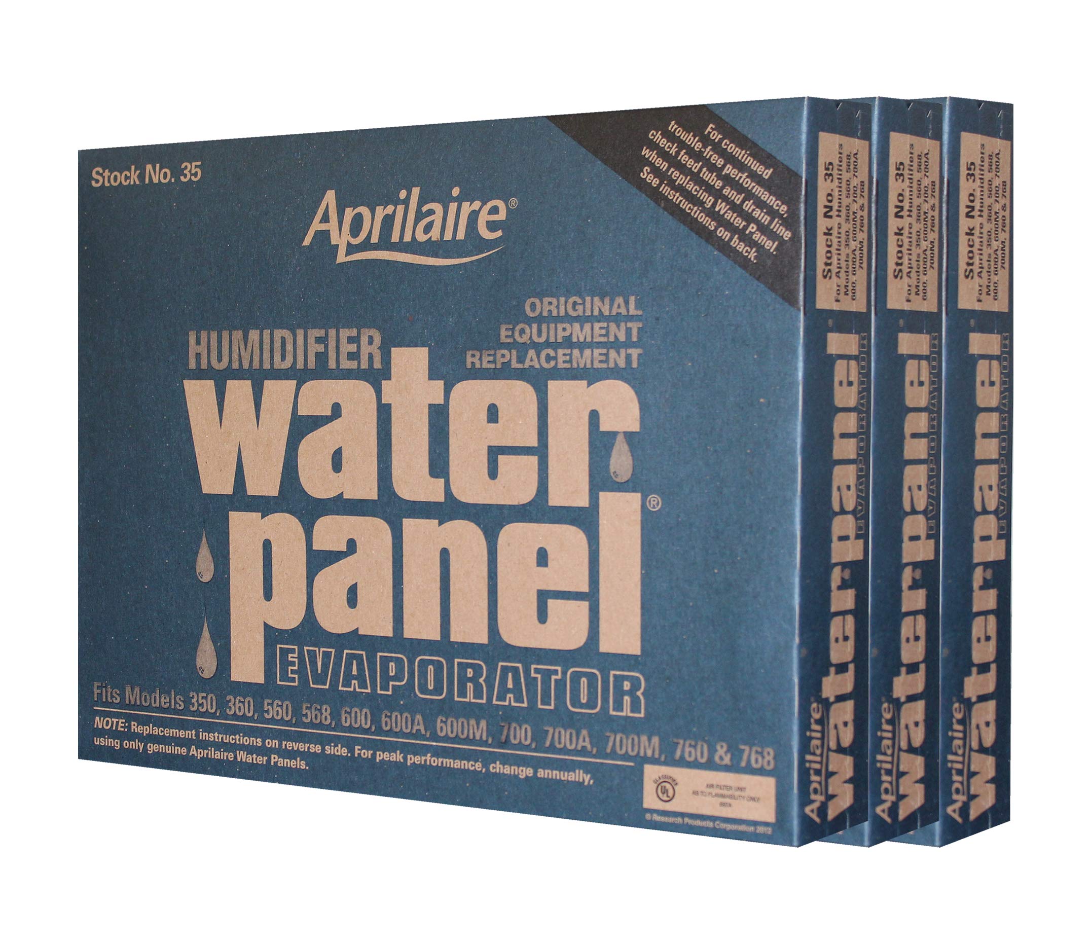 Aprilaire # 35 Original Replacement HUMIDIFIER Water Panel Evaporator. Pack of 3 Pads